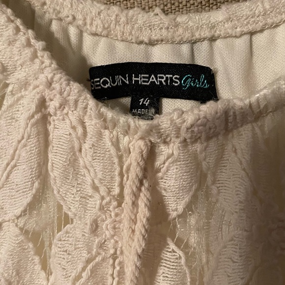 Sequin Hearts Girls Party Casual Holiday Quarter Sleeve Dress 14 knee length - Picture 4 of 7